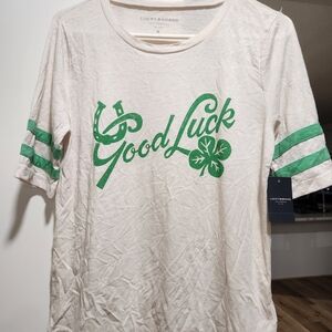 Lucky Brand Cream and Green Graphic Tee